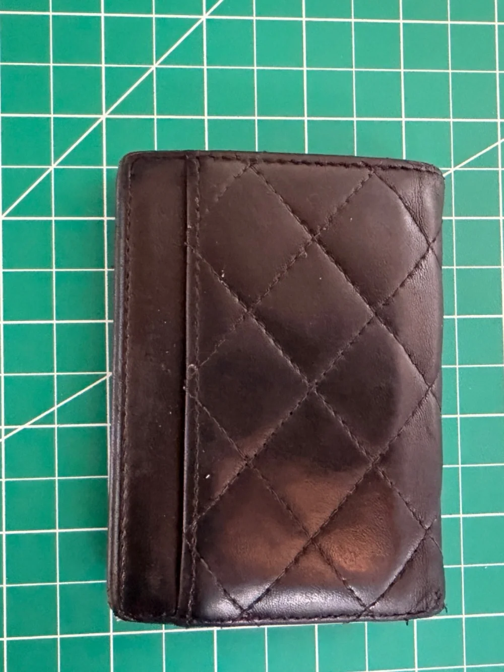 CHANEL Black Quilted Leather Card & Key Holder with CC Logo